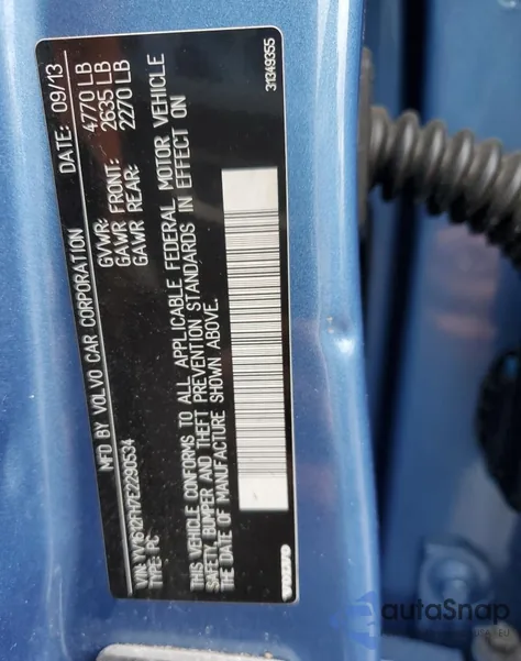 2014 Volvo S60 T5 z USA, uszkodzony, nr VIN YV1612FH7E2290534